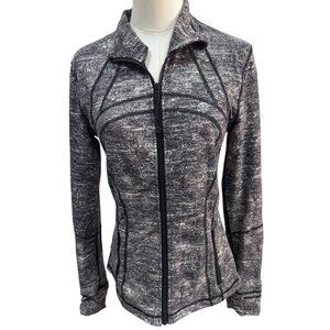 Like New Lululemon Define Jacket – Size 8, Black/White Space Dye Print